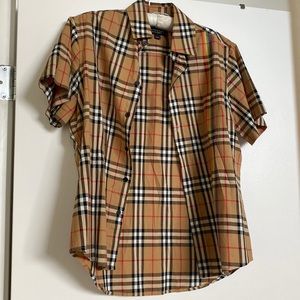 Burberry men’s rainbow plaid shirt sz L